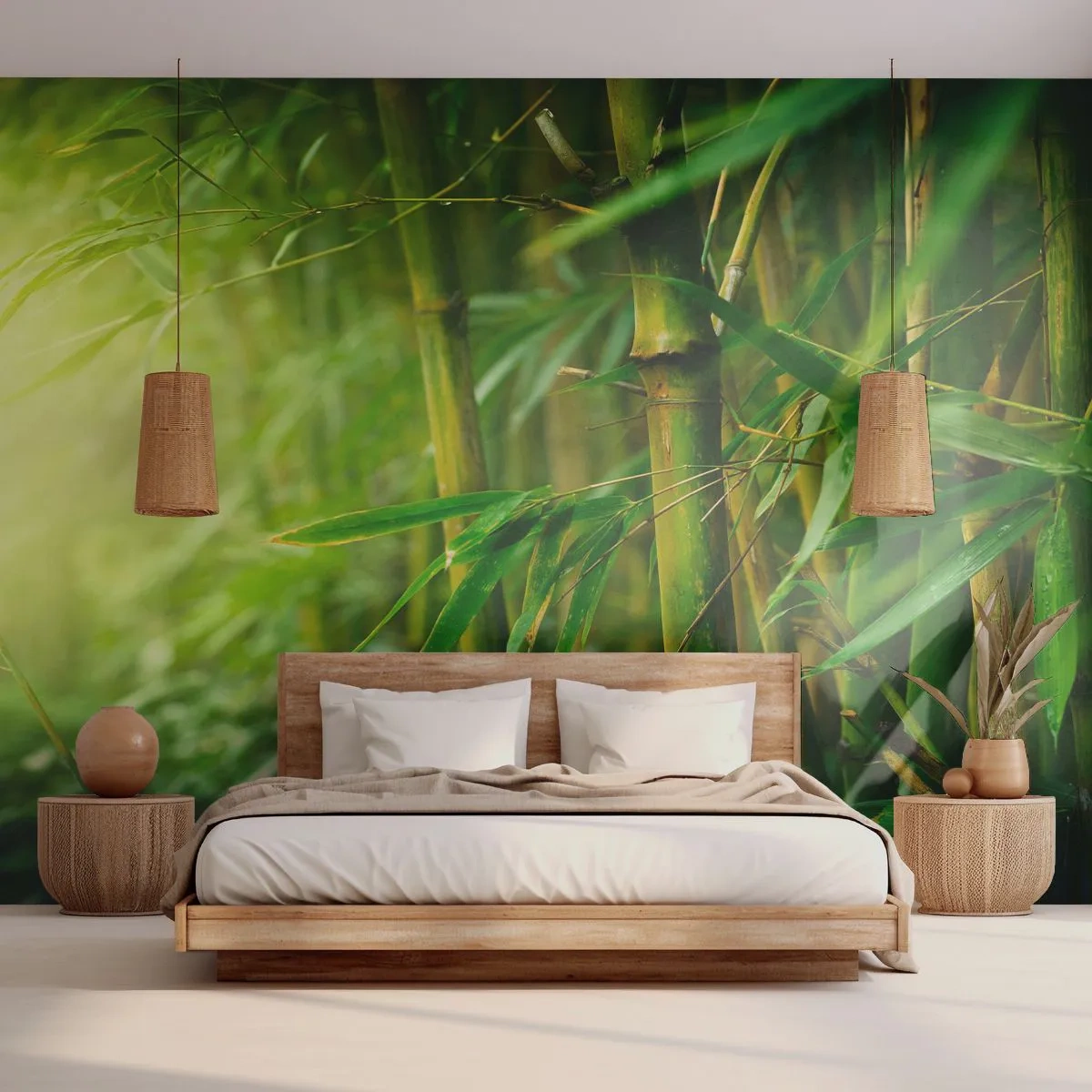 Självhäftande Fototapet Deluxe Sticker - Lär känna grönskan i sig - Växt, Bambu, Djungel - 250x175 cm