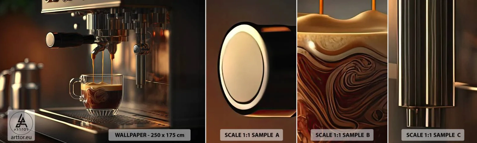 Fototapet Prov Standard Eco - En sensuell blandning - Kaffe, Kaffemaskin, Gastronomi - 100x30 cm