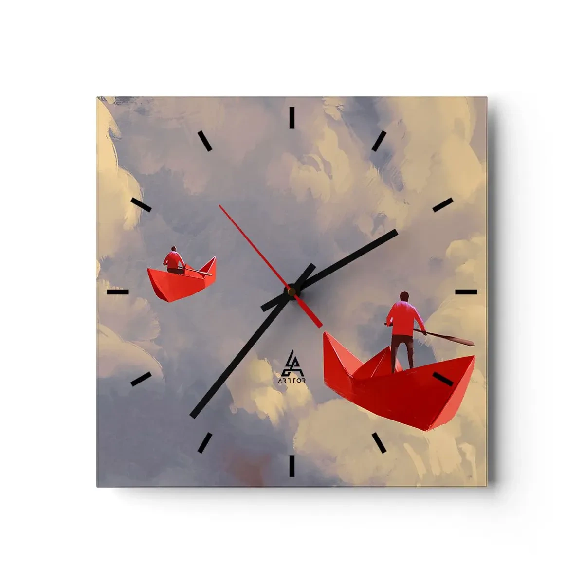 Väggklocka - Klocka på glas - Drömmarnas utflykt - 30x30 cm