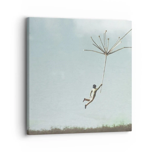 Canvastavla - Bild på duk - Drakar, maskrosor, vind - 30x30 cm