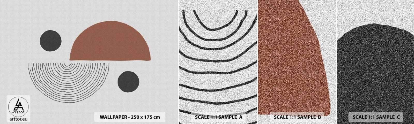 Provbit av självhäftande fototapet Deluxe Sticker - Hjulets perfektion - Abstraktion, Bit, Modern konst - 100x30 cm