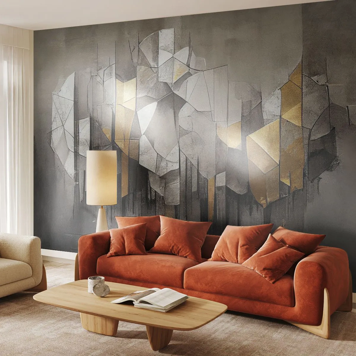 Fototapet Premium Canvas - Komposition av is och ljus - Abstraktion, Bit, Art déco - 250x175 cm