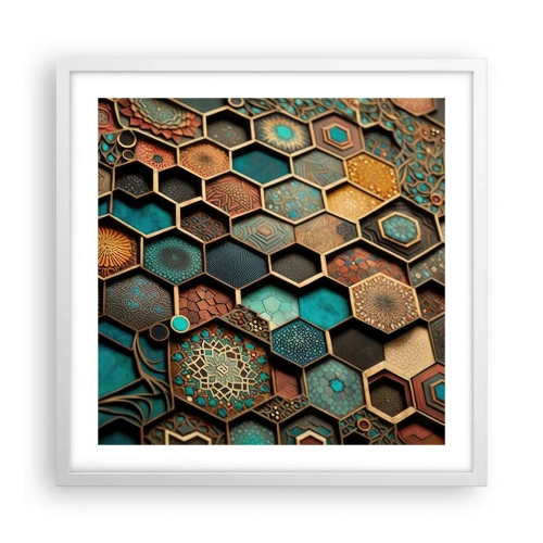 Affisch i vit ram - Arabiska ornament - en variation - 50x50 cm