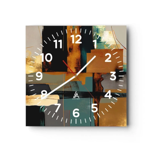 Väggklocka - Klocka på glas - Abstraktion - ljus och skugga - 40x40 cm
