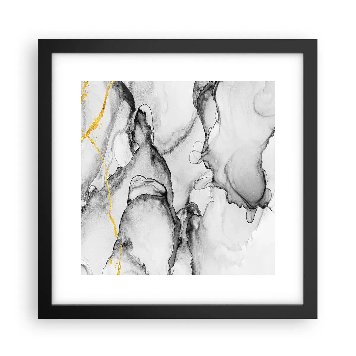 Affisch i svart ram - Komposition med guldmotiv - 30x30 cm