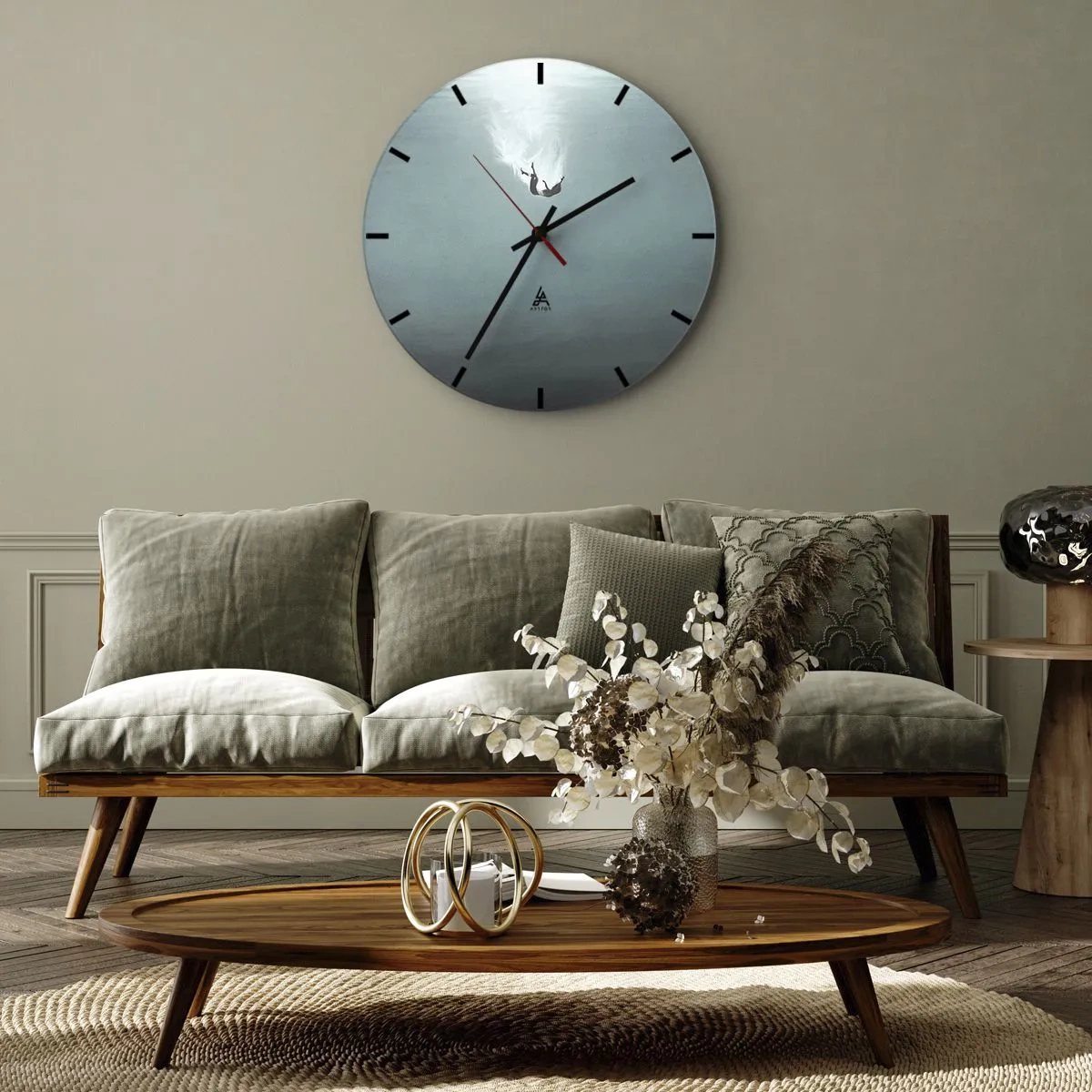 Väggklocka - Klocka på glas - I havets famn - 30x30 cm