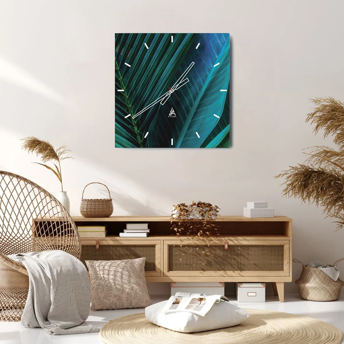 Väggklocka - Klocka på glas - Grönskans anatomi - 30x30 cm