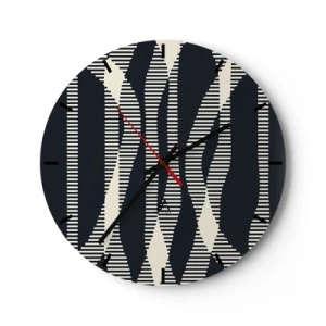 Väggklocka - Klocka på glas - Svart och beige randigt mönster med optisk effekt - 30x30cm - Försök att bryta mörkret - Modern väggdekoration för vardagsrum, kök och sovrum ARTTOR