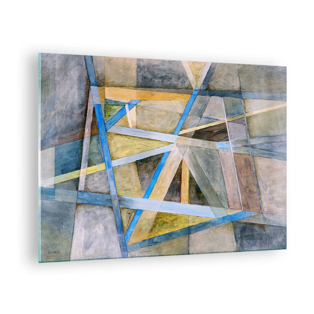 Glastavla - Bild på glas - Abstrakt komposition med geometriska former - 70x50cm - Rakt fram eller diagonalt? - Modern väggdekoration för vardagsrum och sovrum ARTTOR