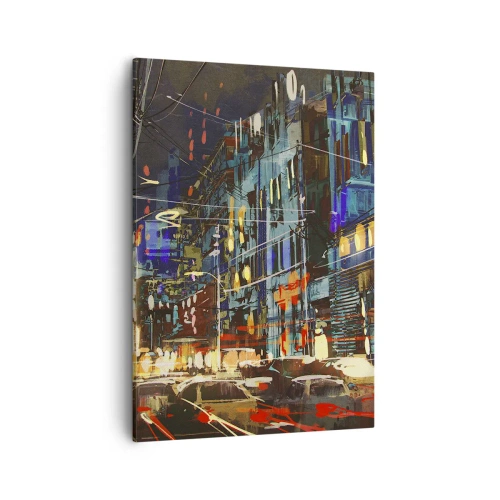 Canvastavla - Bild på duk - Gatans kvällsbuller - 50x70 cm