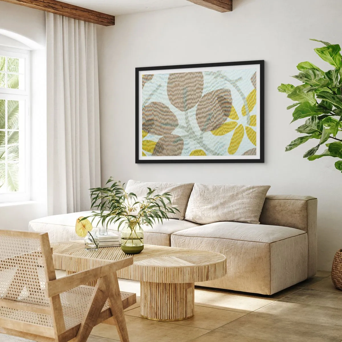Affisch i svart ram - Komposition i solskenet - 70x50 cm