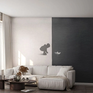 Fototapet Premium Sand - En stor expedition - Unge, Svartvitt, Vatten - 400x280 cm