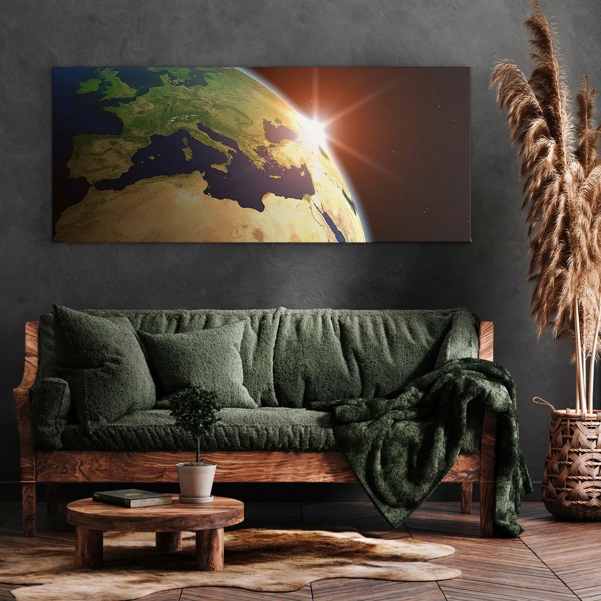Canvastavla - Bild på duk - Soluppgång - 160x50 cm