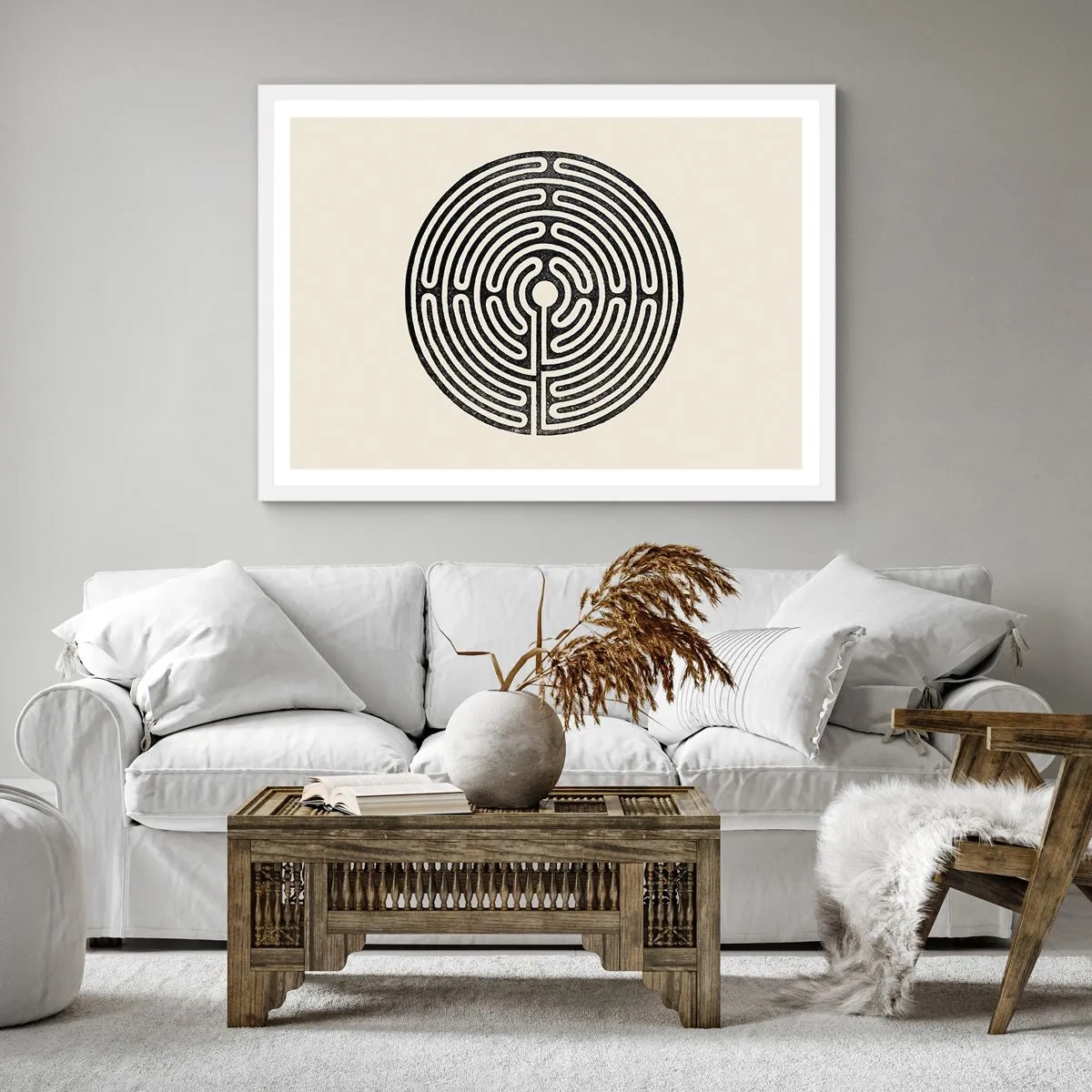 Affisch i vit ram - Mystisk ordning - 40x40 cm