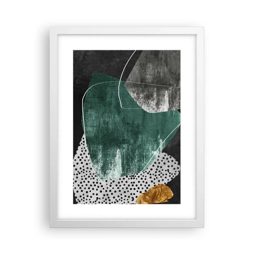 Affisch i vit ram - Färgstark abstraktion med en guldflinga - 30x40 cm