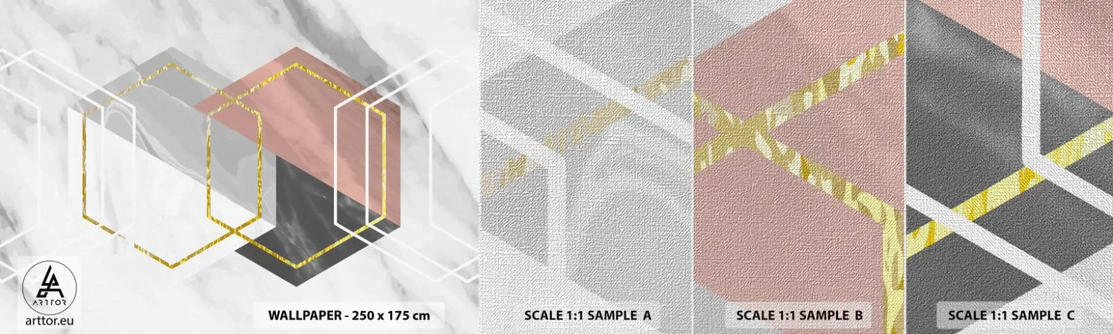 Provbit av fototapet Premium Canvas - Kedjekomposition - Abstraktion, Bit, Sexhörning - 100x30 cm