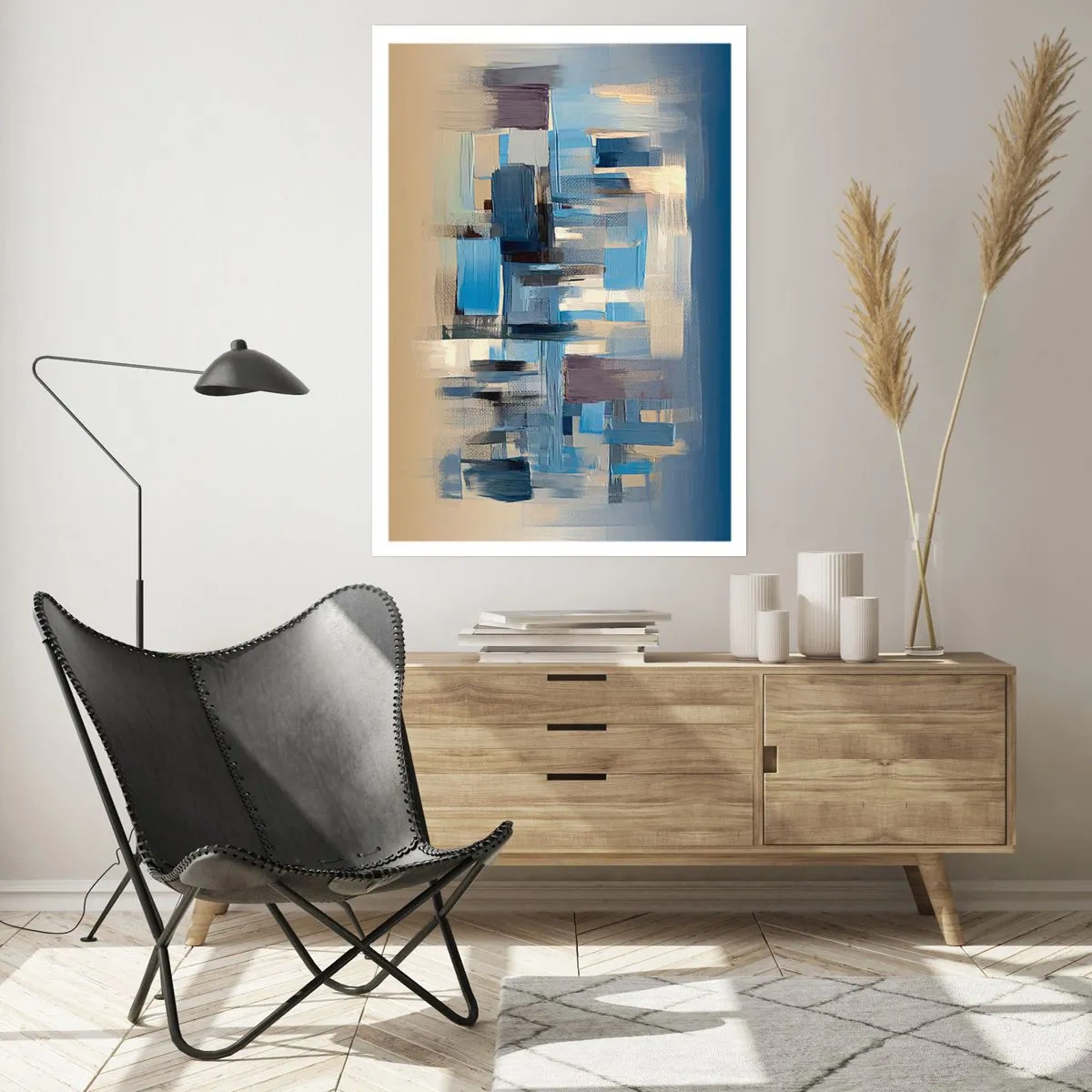 Affisch - Blå konstruktion - 40x50 cm