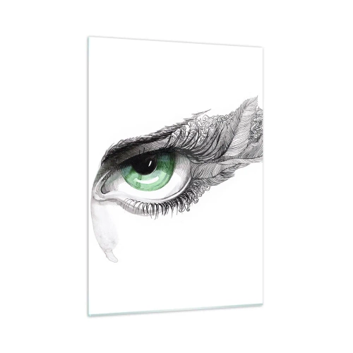 Glastavla - Bild på glas - Vacker och redo för attack - 50x70 cm