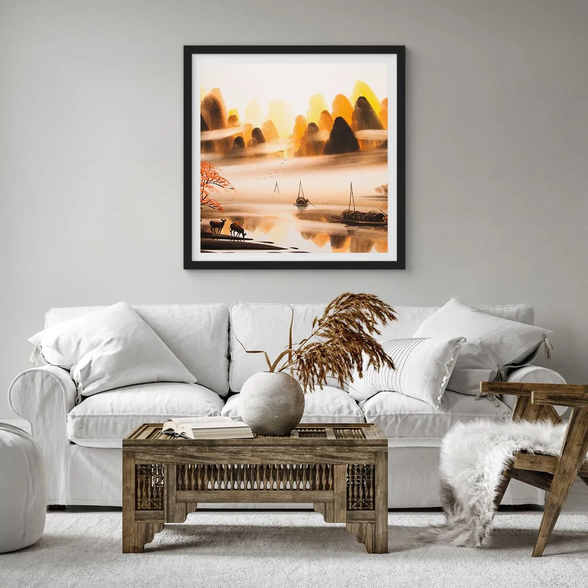 Affisch i svart ram - Längre bort än Fjärran Östern - 60x60 cm