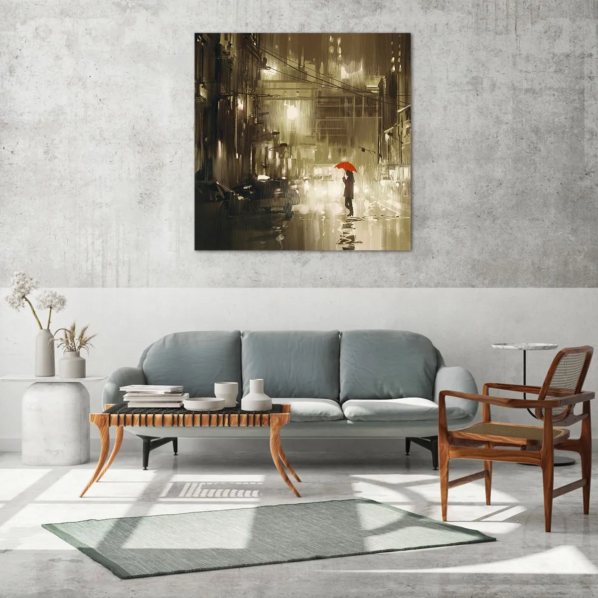 Glastavla - Bild på glas - Själv, men inte ensam - 60x60 cm