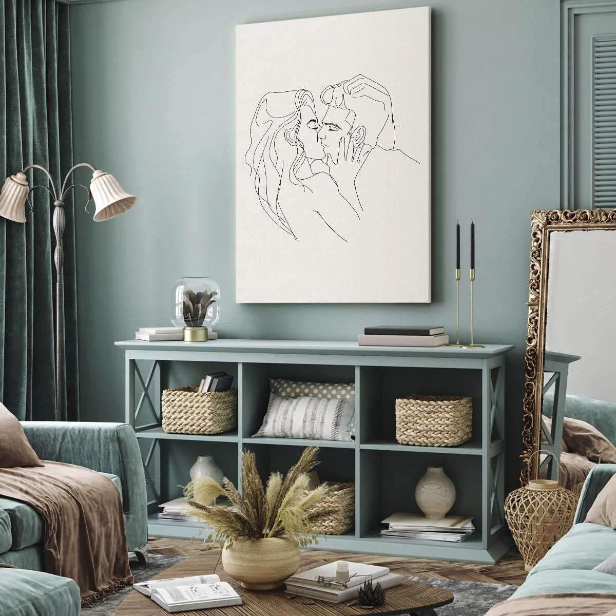 Canvastavla - Bild på duk - I kärlekens famn - 45x80 cm