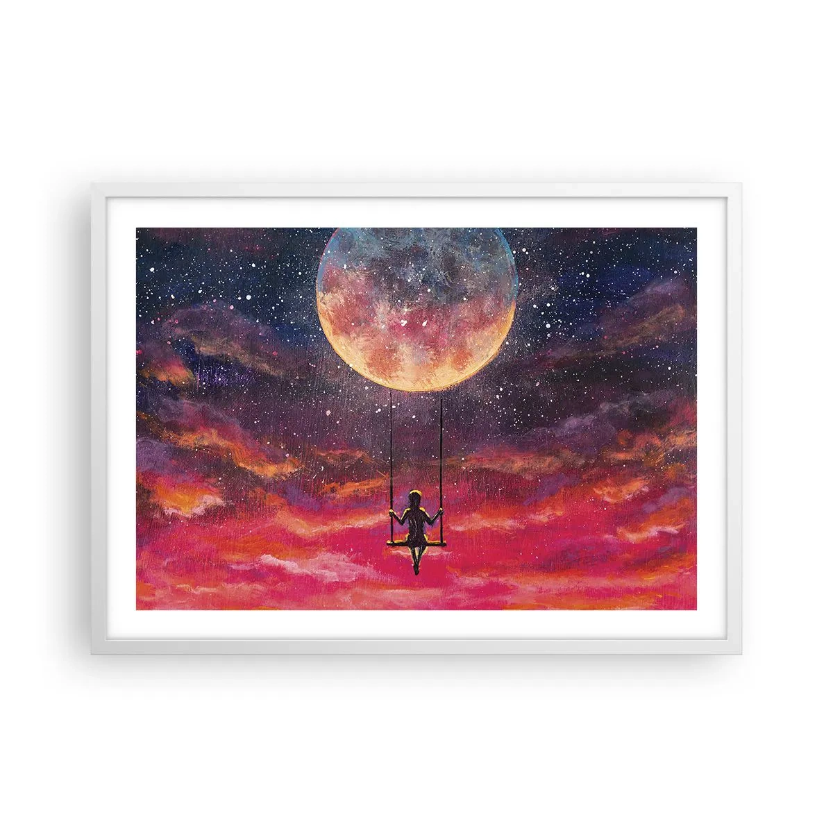 Affisch i vit ram - Sväva i molnen - 70x50 cm
