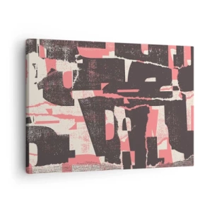 Canvastavla - Bild på duk - En abstrakt komposition i nyanser av rosa och brunt. - 70x50cm - Allt liv och rörelse - Modern väggdekoration för vardagsrum och sovrum ARTTOR