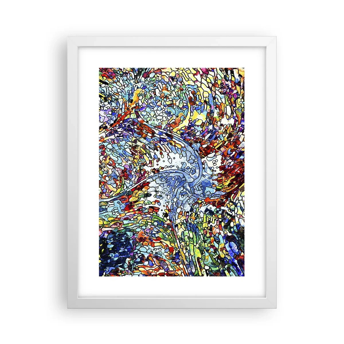 Affisch i vit ram - Glasmålning - droppar - 30x40 cm