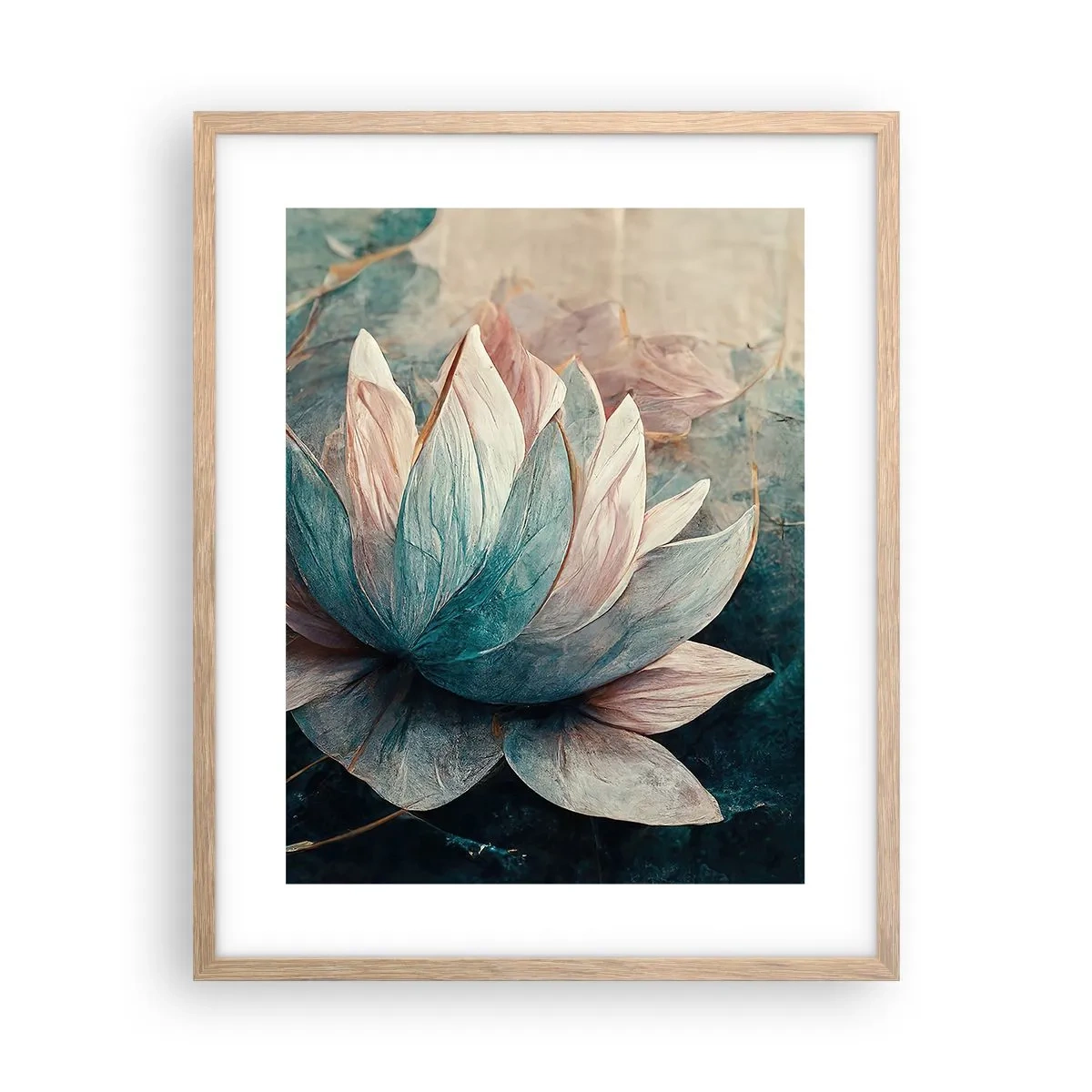 Affisch i ram av ljusek - Stjärnor i en sjö - 40x50 cm