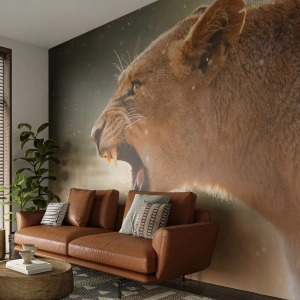 Fototapet Premium Sand - Försök att inte lyssna - Djur, Lejon, Afrika - 500x350 cm