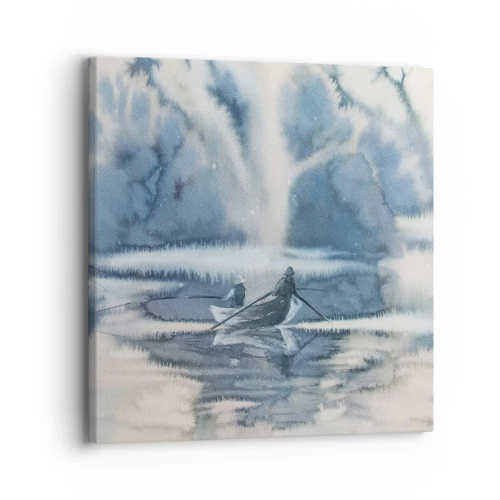 Canvastavla - Bild på duk - Sportfiskare i sitt paradis - 30x30 cm