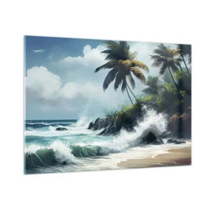 Glastavla - Bild på glas - På en tropisk strand - 100x70 cm
