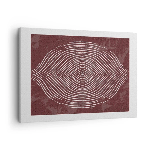 Canvastavla - Bild på duk - Symmetriska vågor i vita linjer på brun bakgrund - 70x50cm - Rymden talar - Modern väggdekoration för vardagsrum och sovrum ARTTOR