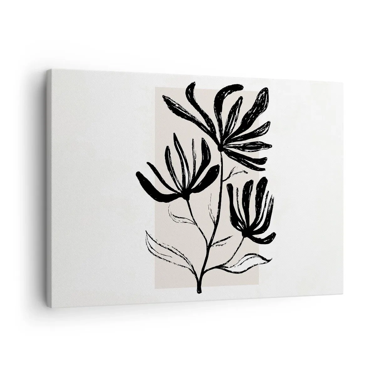 Canvastavla - Bild på duk - Minimalistiskt svartvitt blommotiv - 70x50cm - Skiss för ett herbarium - Modern väggdekoration för vardagsrum och sovrum ARTTOR