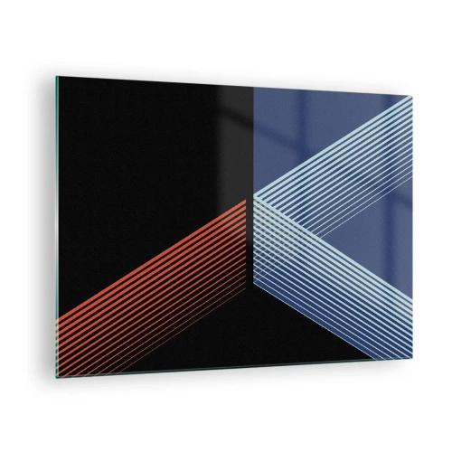 Glastavla - Bild på glas - En modern geometrisk komposition med linjer och färgkontrast. - 70x50cm - Enkel historia - Modern väggdekoration för vardagsrum och sovrum ARTTOR