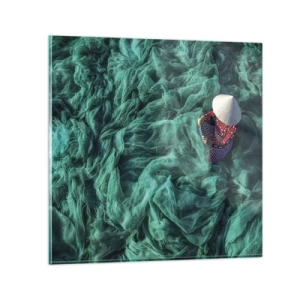 Glastavla - Bild på glas - I nätens hav - 70x70 cm