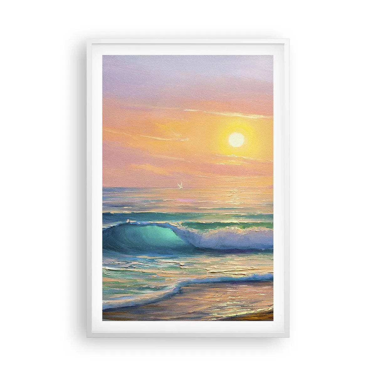 Affisch i vit ram - Vågvisa i turkos - 61x91 cm