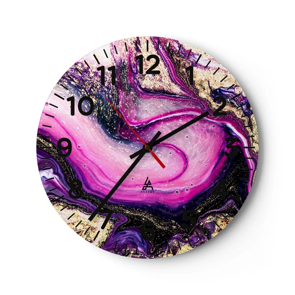 Väggklocka - Klocka på glas - En stund bakom kulisserna - 40x40 cm