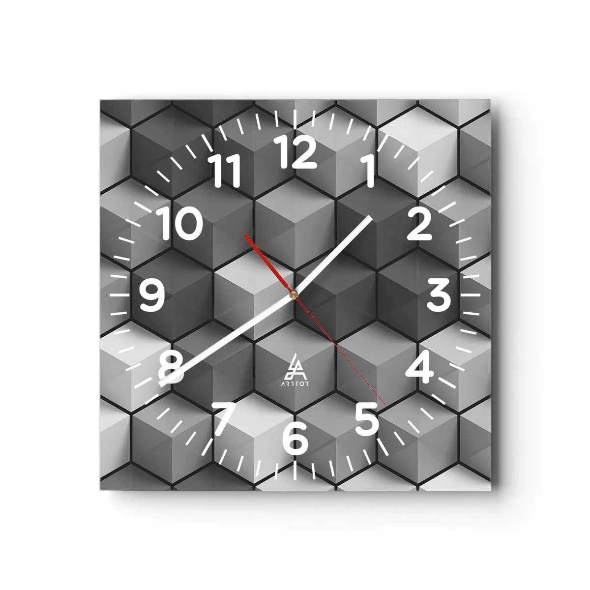 Väggklocka - Klocka på glas - Kubistiskt pussel - 40x40 cm