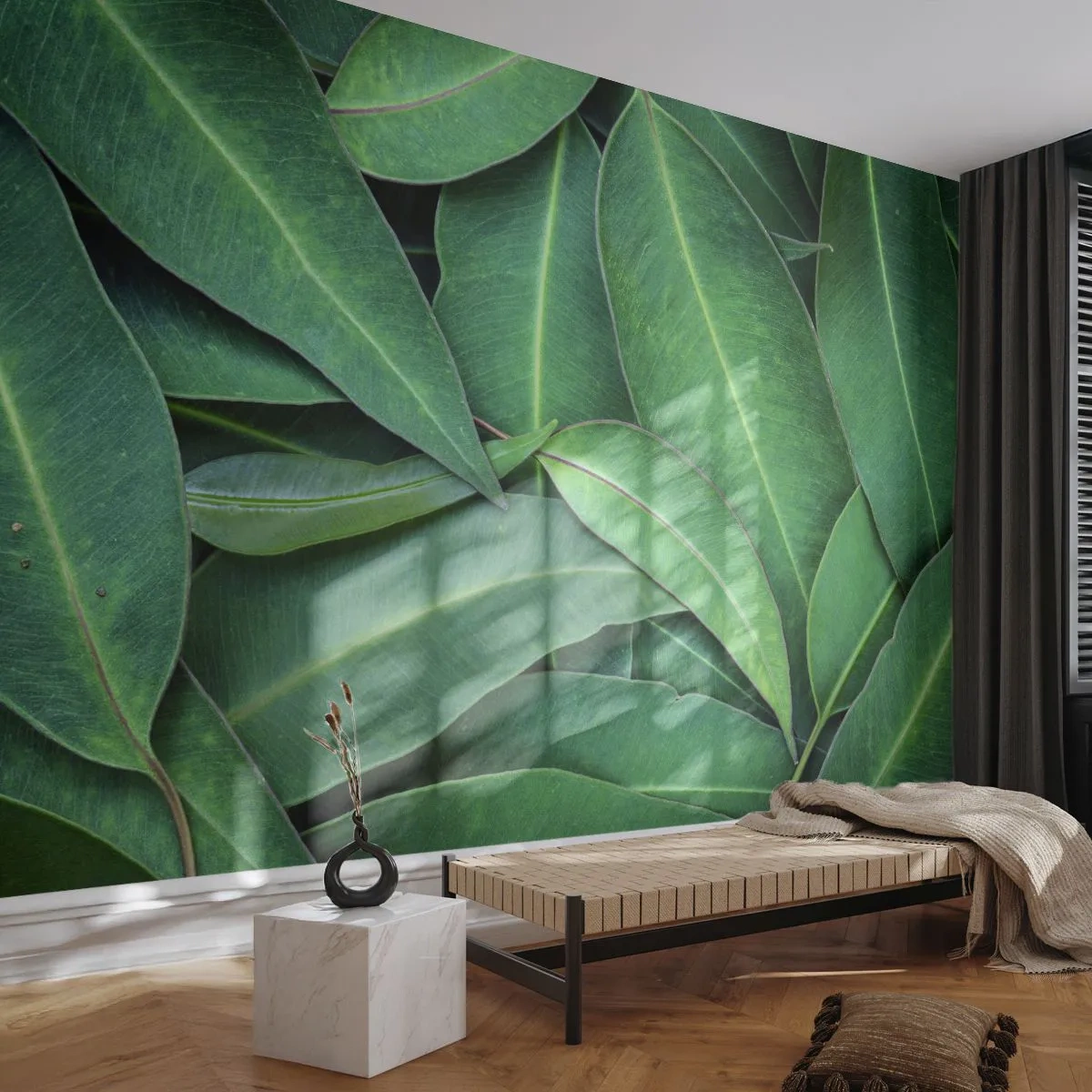 Fototapet Premium Sand - Saftiga och fräscha - Löv, Eukalyptus, Natur - 100x70 cm