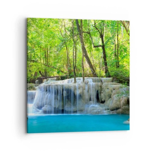 Canvastavla - Bild på duk - Sjunka i turkos och grön - 70x70 cm