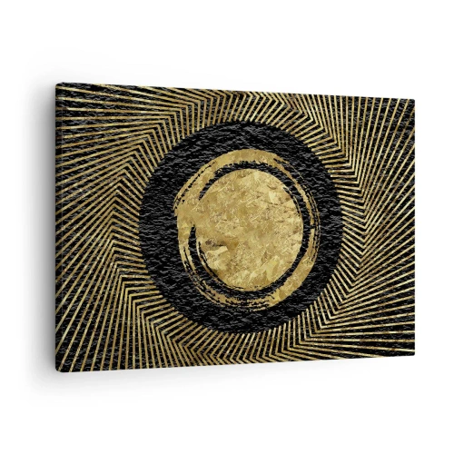 Canvastavla - Bild på duk - Geometrisk komposition i svart och guld med strålar - 70x50cm - Glamourös komposition - Modern väggdekoration för vardagsrum och sovrum ARTTOR