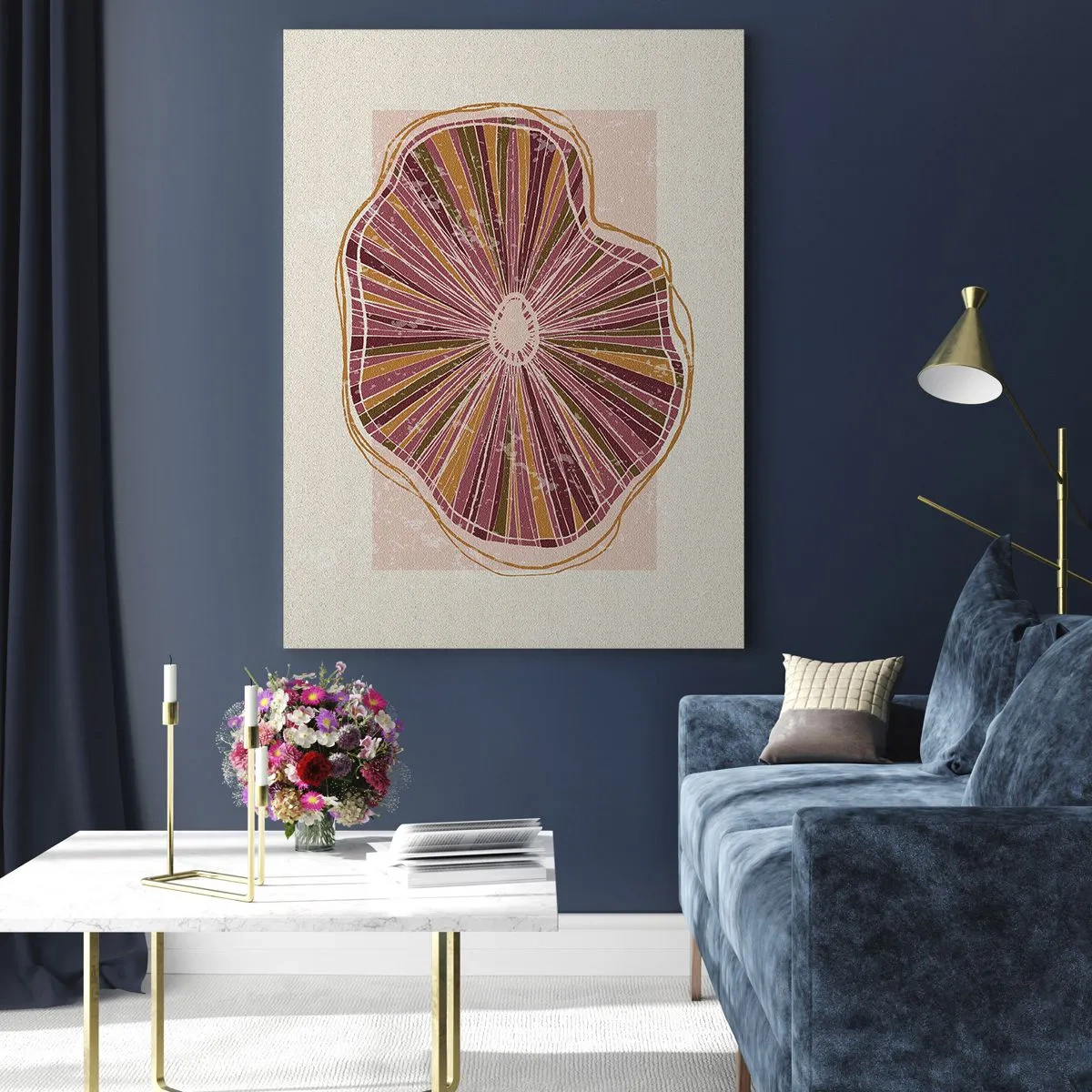 Glastavla - Bild på glas - Strålande abstraktion - 50x70 cm