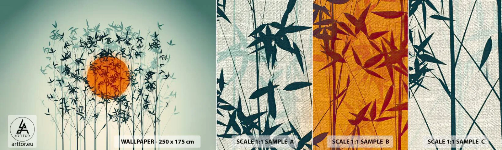 Provbit av fototapet Premium Canvas - Japansk sol - Abstraktion, Grafik, Exotism - 100x30 cm