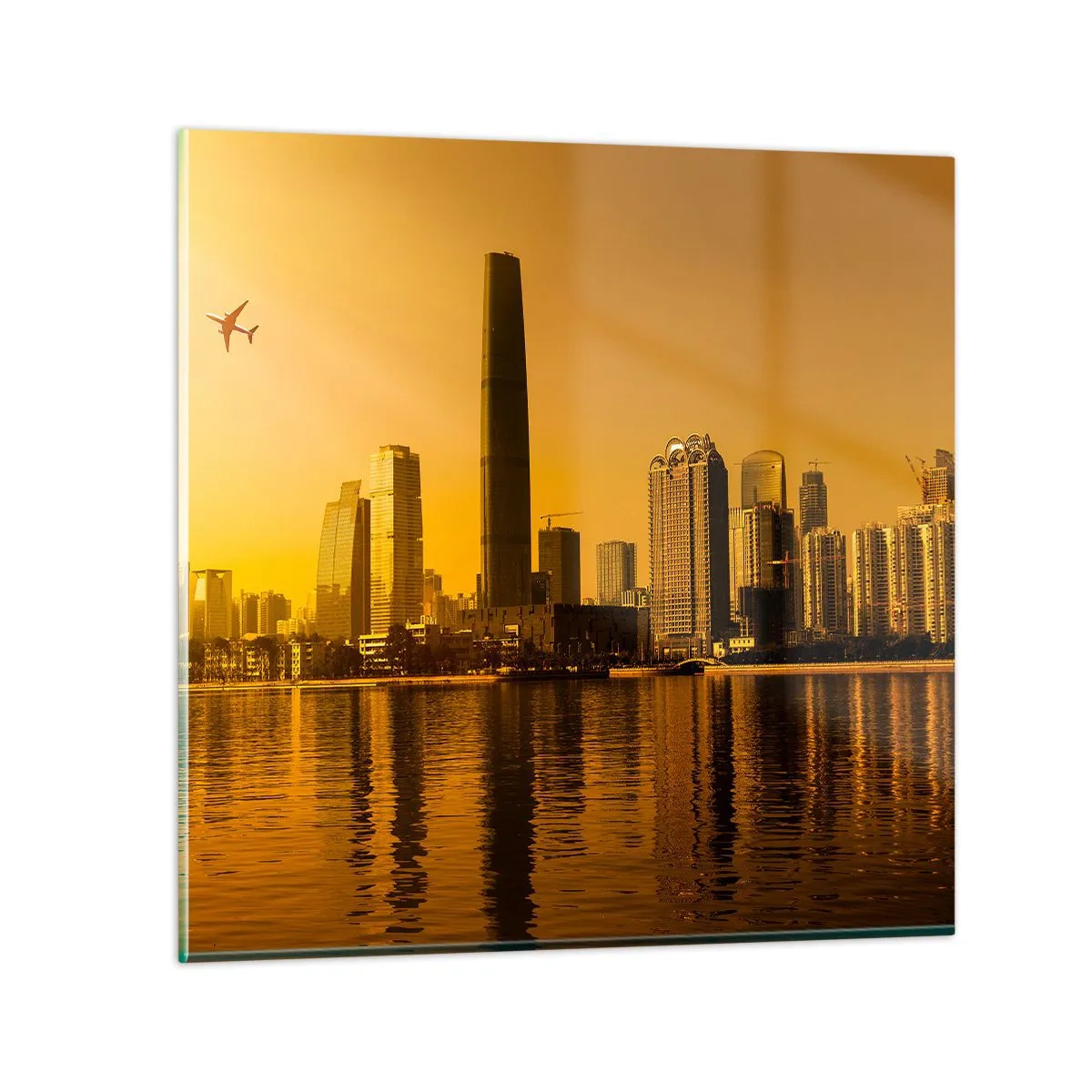 Glastavla - Bild på glas - Gyllene staden - 30x30 cm