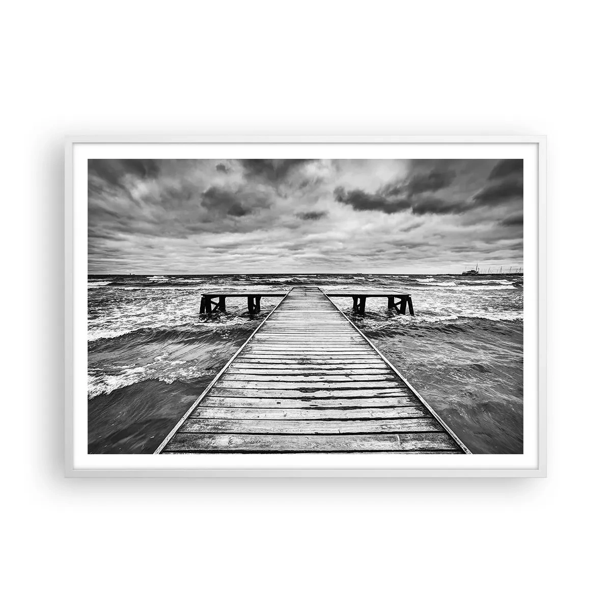 Affisch i vit ram - Jag väntar på vind som blåser bort... - 100x70 cm