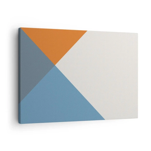 Canvastavla - Bild på duk - Geometriska trianglar i nyanser av blått och orange - 70x50cm - Under vinkel… - Modern väggdekoration för vardagsrum och sovrum ARTTOR