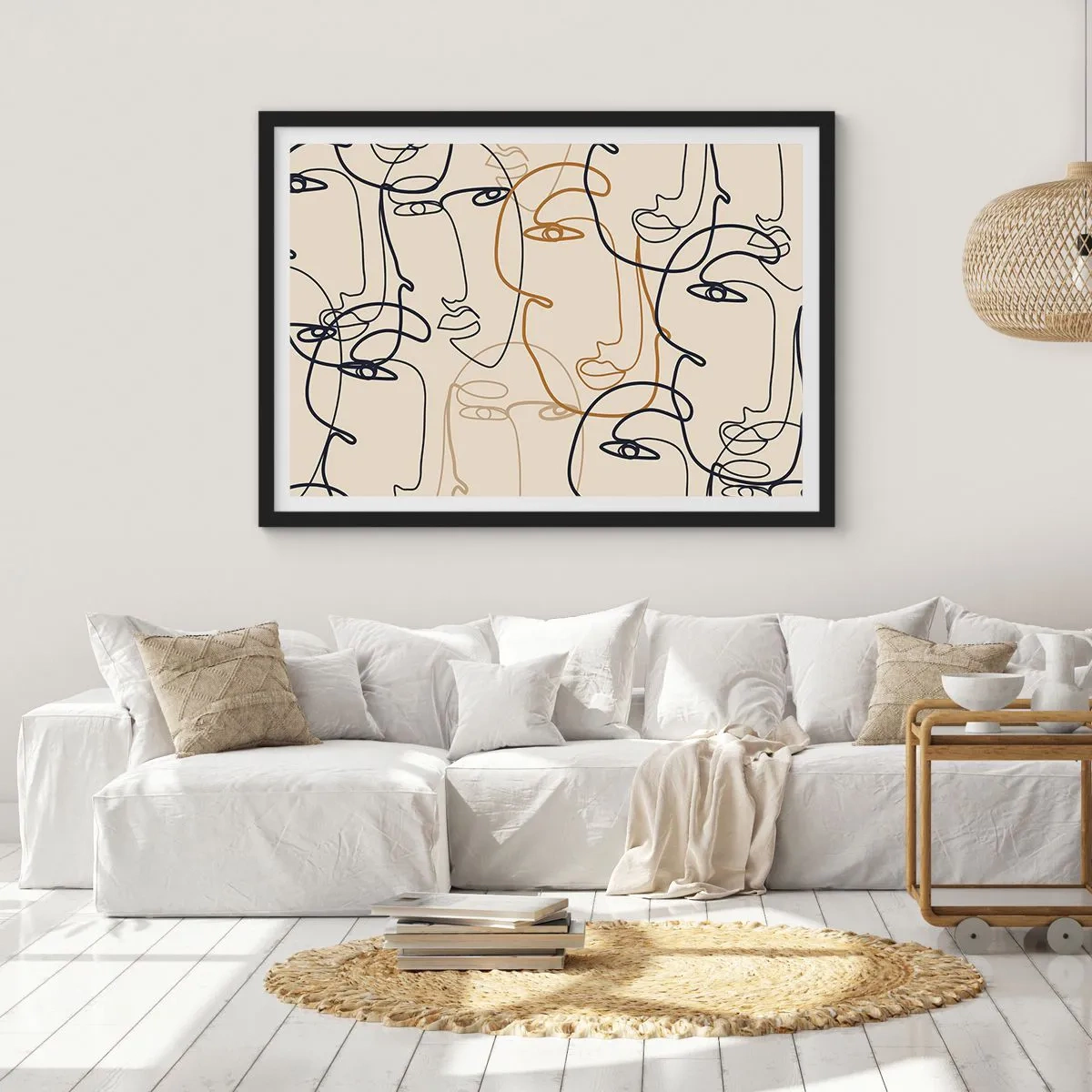 Affisch i svart ram - Mångfaldigad porträtt - 100x70 cm