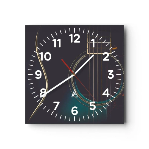 Väggklocka - Klocka på glas - Ett ögonblick innan det ljuder - 40x40 cm