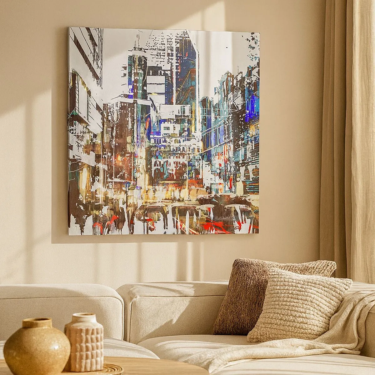 Canvastavla - Bild på duk - Blinkande stad - 30x30 cm